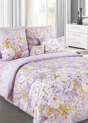Постельное белье перкаль белый шиповник двуспальный евро