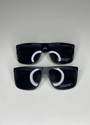 Мужские солнцезащитные очки porsche design polarized черные квадратные с поляризацией антибликовые порше