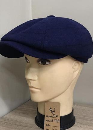 Кепка шерстяная мужская восьмиклинка хулиганка пальтовая ткань 20/4 теплая comfort heads осень зима флис уши 58см.