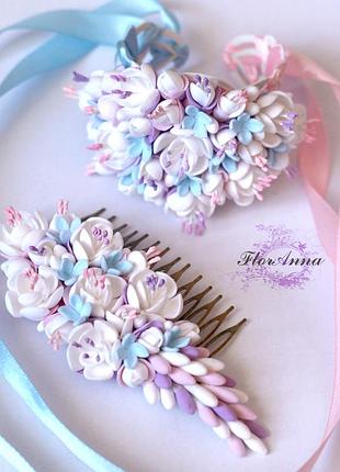 "жасминовый рай" свадебные украшения из полимерной глины. авторскийй дизайн