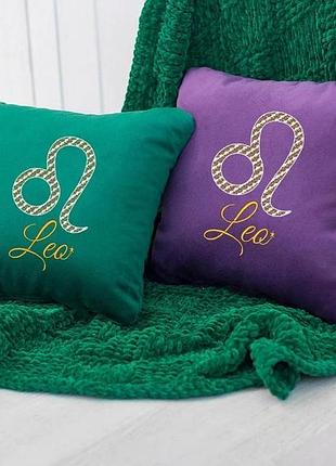 Подушка гороскоп лев декоративная подарочная в различных цветах зеленый