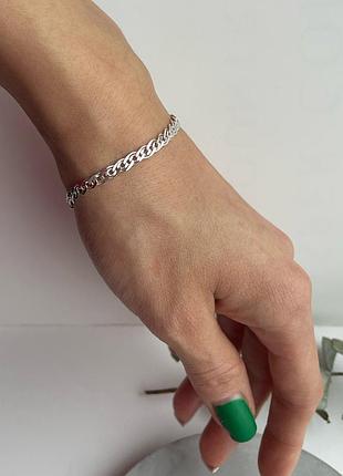 Серебряный браслет плоский нона , мона лиза , широкий 20