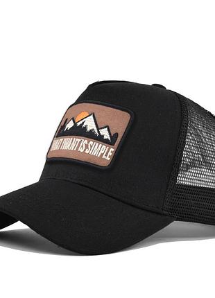 Кепка з принтом та написом бейсболка чорний trucker simple