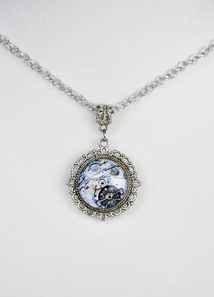 Стимпанк кулон. стимпанк подвеска белый в серебре арт. 77839