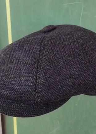 Кепка шерстяная мужская восьмиклинка хулиганка твид серый сера теплая comfort heads осень зима шерсть флис уши 62см.