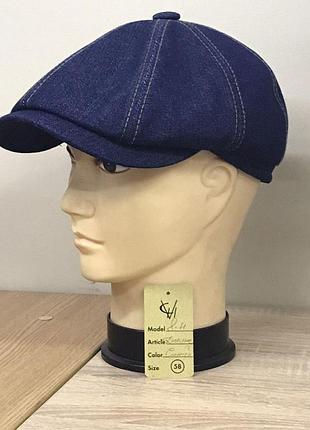 Кепка чоловіча восьмиклинка хуліганка 8 клинка comfort heads весняна літня джинс джинсова синя синій