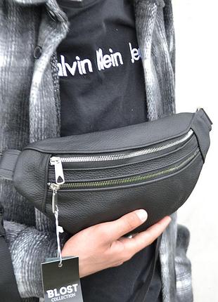 Кожаная бананка унисекс. бананка из натуральной кожи. сумка на пояс