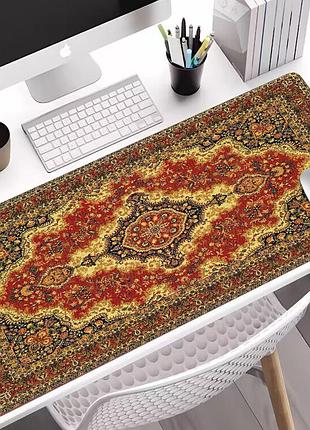 Коврик для мыши и клавиатуры с принтом большой 800х300 мм персидский ковер красный с желтым