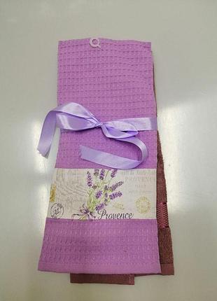 Набор полотенец на подарок (40*60 см - 1 шт вафельное 3d печать + 40*70 см - 1 шт махровое сатин бордюр) 001,