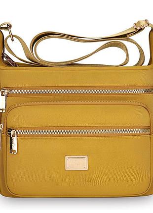 Жіноча жовта сумка нейлонова з плечовим ременем