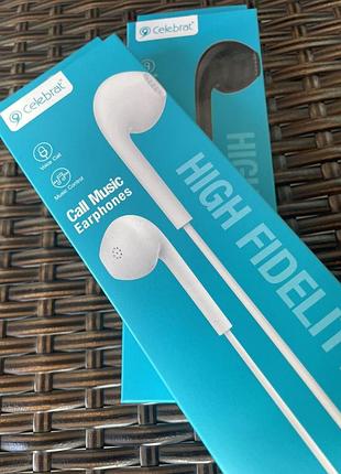 Дротові навушники вкладиші celebrat g12 білі, чорні.