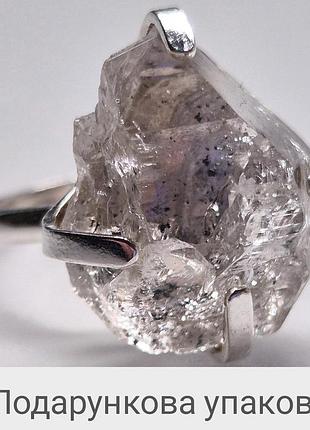 Кольцо серебряное женское с натуральным камнем кристаллом бриллиаетового кварца херкимера, размер 16.5