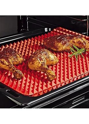 Килимок для барбекю з пірамідною поверхнею допомагає зменшити вміст жиру в процесі приготування їжі.