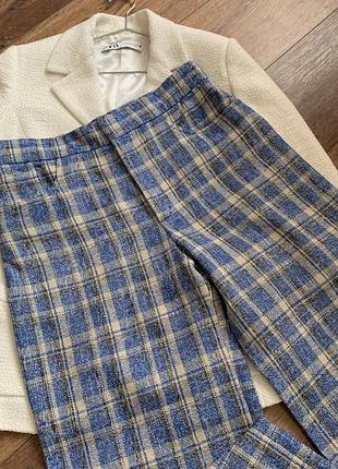 Жіночі картаті твідові брюки кюлоти в клітинку бренду zara