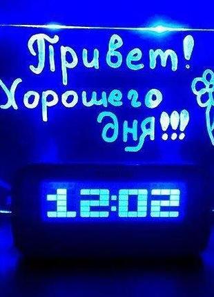 Настольные цифровые часы с маркером led подсветкой и usb hub 4 порта hello белые