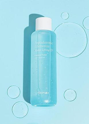 Зволожувальний ліфтинг тонер-есенція trimay peptaluronic edelweiss hydra lifting up essence toner, 200 мл