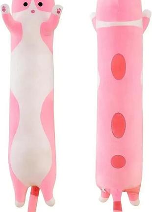 Мягкая игрушка-подушка обнимашка на молнии кот батон 50 см розовый