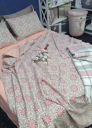 Етно оранж, ранфорс двостор. 50/70 нав. (двоспальний)