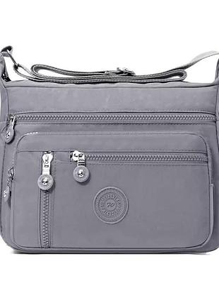 Женская нейлоновая сумка серая на плечо
