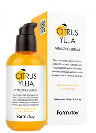 Cыворотка с экстрактом юдзу farmstay citrus yuja vitalizing serum 100ml