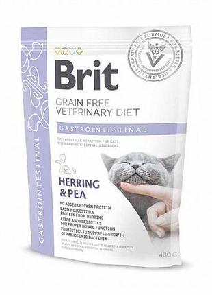 Корм сухий brit gf vetdiet cat gastrointestinal для котів з порушеним травленням з оселедцем, лос. 400 г