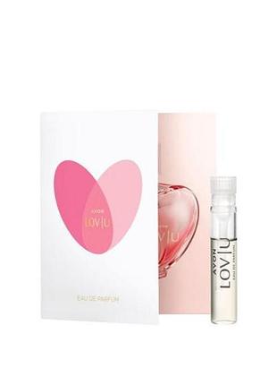 Открытка с пробным образцом парфюмерной воды avon lov u, 0,6 мл