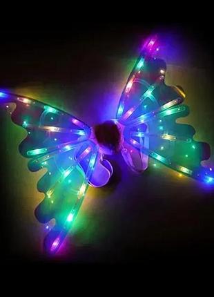 Светодиодные крылья феи-бабочки, двигающиеся с подсветкой и мелодиями на ремешках для девочки wings of fairy 848