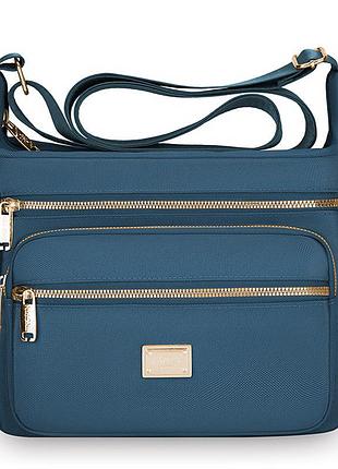 Жіноча бірюзова сумка нейлонова з плечовим ременем