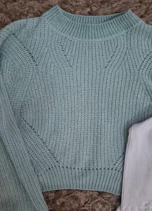 Укороченный свитер оливковый xs