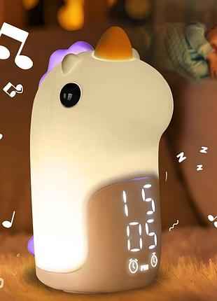 Акумуляторий нічник-годинник vhg d23 силіконовий єдиноріг unicorn series clock & lamp, white