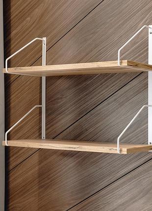 Декоративные настенные полки двойные для вещей, полки для книг настенные открытые белый дуб