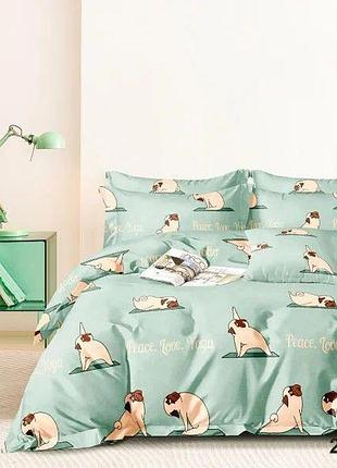 Постельное белье мопсы, ранфорс, подростковый комплект