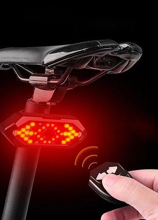 Задний велосипедный фонарь с поворотниками и пультом управления с usb зарядкой