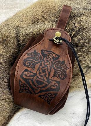 Поясная сумка в стиле средневековья «молот тора» кожаная сумка для костюма викинга или косплея