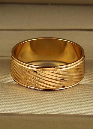 Обручальное кольцо xuping jewelry рисунок косая полоска 8 мм р 16,17,18,19,22 золотистое медицинское золото, 22
