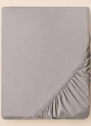 Простынь трикотажная 90х200х35 см на резинке ideia, эластичная, трикотаж, хлопок серая