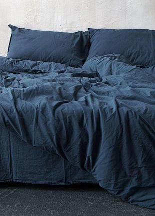 Комплект постельного белья limasso двуспальный темно-синий