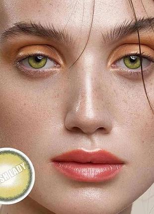 Линзы цветные для глаз зеленые sorayama green new. подходят для светлых глаз