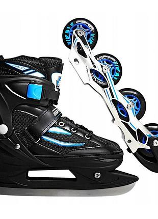Роликовые коньки sportvida 4 в 1 sv-lg0030 size 39-42 black/blue