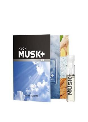 Открытка с пробным образцом avon musk air, 0,6 мл