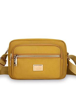 Женская желтая сумка нейлоновая на плечо