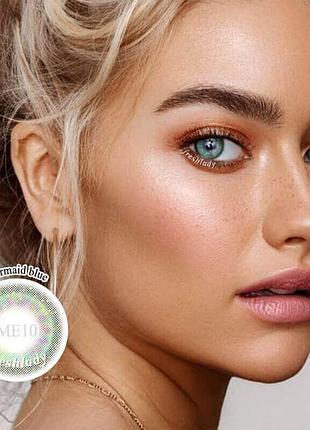 Лінзи кольорові для очей блакитні mermaid blue підходять для світлих очей