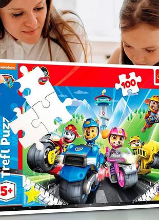 Пазли картонні дитячі 5-7 років "герої на мотоциклах. щенячий патруль" 100 елементів тм "trefl" польща (16430)