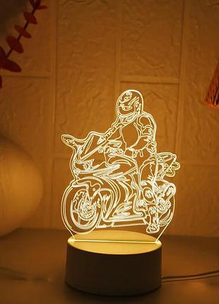 3-d нічник vhg t3 мотоцикліст, white