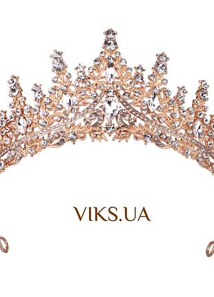 Весільна корона діадема з камінням.нарядна корона тіара для нареченої. весільна корона зі стразами