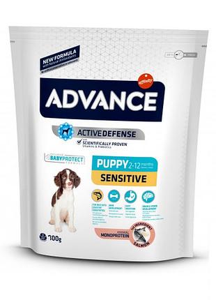 Сухой корм для щенков с чувствительным пищеварением advance dog sensitive puppy salmon с лососем 700 г