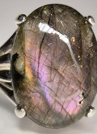 Жіноча срібна 925 каблучка чоловіче з натуральним каменем лабрадором у формі краплі