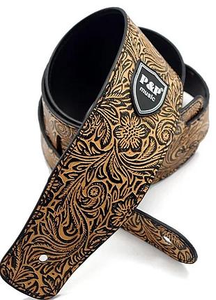 Гитарный ремень для электрогитары p&p music тиснення (пісок)