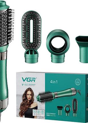 Фен-щетка vgr v-493 мультитайлер 4в1 с насадками 1000 вт профессиональный воздушный браш стайлер