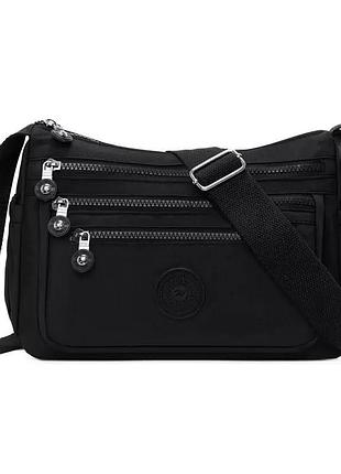 Жіноча чорна сумка нейлонова на плече